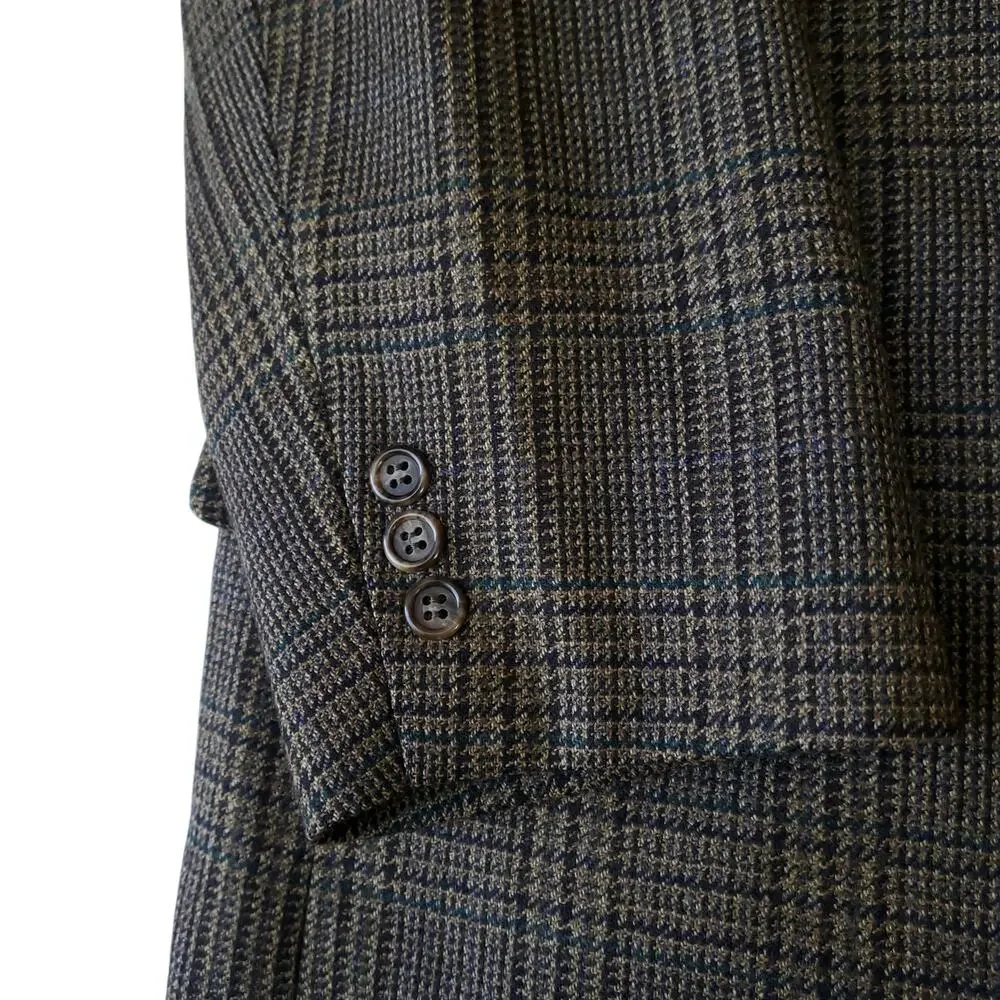 Brooks Brothers Prince of Wales Glen Plaid Wool Cashmere Blazer Sport Jacket 44R